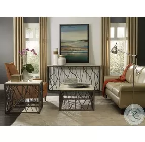 Fusion Dark Satin Nickel Gray And With Marble Console Table