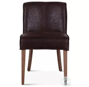 Avery Dark Brown Leather Side Chair Set Of 2
