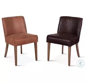 Avery Tan Leather Side Chair with Weathered Oak Legs Set Of 2