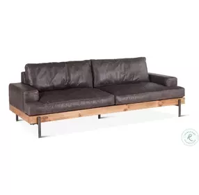 Chiavari Distressed Antique Ebony Leather Living Room Set