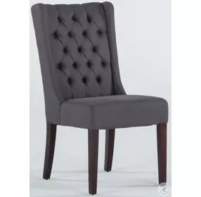 Chloe Dark Grey Linen Tufted Dining Chair Set of 2