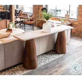 Harbor Travertine and Walnut 72" Console Table