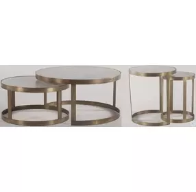 Leonardo White and Antique Gold Nesting Coffee Tables Set of 2