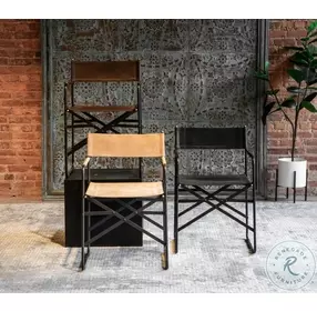 Lund Black Leather Directors Dining Chair