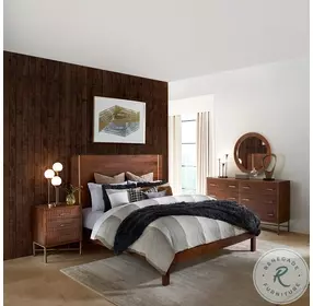 Manhattan Light Walnut Mid Century King Platform Bed