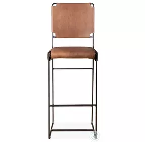 Melbourne Brown Buffalo Leather Bar Stool