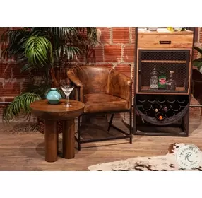 Noto Warm Acorn Brown 20" Round Side Table