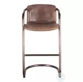 Chiavari Distressed Jet Brown Leather Bar Stool Set Of 2