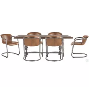 Regina Distressed Brown Leather Dining Chair Set of 2