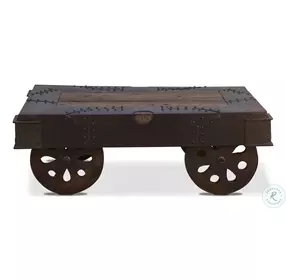 Sterling Antique Rust Reclaimed Iron Wheeled 48" Coffee Table