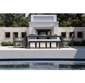 Redondo Canvas Natural Upholstered Outdoor Dining Bench