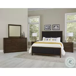 Ben And Erin Napier Dark Cherry And Black Performance Fabric Upholstered Panel Bedroom Set