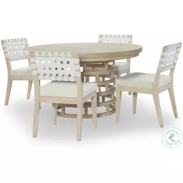 Biscayne Malabar And Alabaster Extendable Oval Dining Room Set With Strap Back Chair
