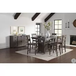 Madison County Barnwood Brown Adjustable Height Extendable Rectangular Storage Dining Room Set