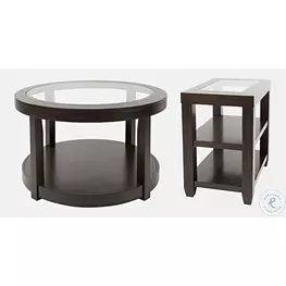 Urban Icon Merlot Round Glass Inlay Occasional Table Set