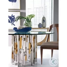 Signature Designs Stainless Steel And Brass Cityscape Round Dining Room Set