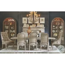 Arch Salvage Parchment And Cirrus Extendable Rectangular Pedestal Dining Room Set
