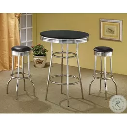 2405 Black and Chrome Bar Table Set