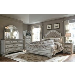 Magnolia Manor Antique White Upholstered Panel Bedroom Set from ... Magnolia Manor Antique White Upholstered Panel Bedroom Set from ...