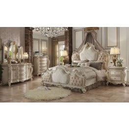 Picardy Antique Pearl Upholstered Panel Bedroom Set