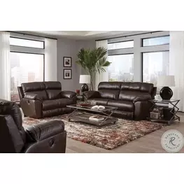 Costa Chocolate Leather Lay Flat Power Reclining Living Room Set