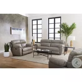 Costa Putty Leather Lay Flat Power Reclining Living Room Set