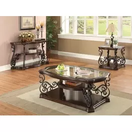 Laney Deep Merlot And Clear Occasional Table Set