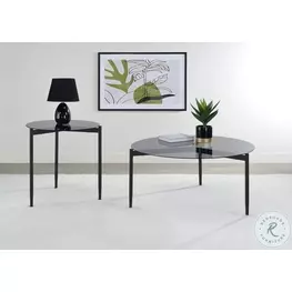 Rosalie Gray And Smoked Glass Top Round Occasional Table Set