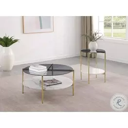 Jonelle Smoke And Gold Occasional Table Set