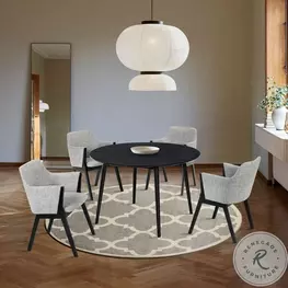 Arcadia Black 48" Round Dining Room Set with Renzo Light Gray Chair