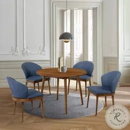 Arcadia Walnut 42" Round Dining Room Set with Juno Charcoal Chair