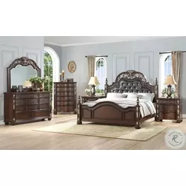 Maximus Madeira Upholstered Poster Bedroom Set