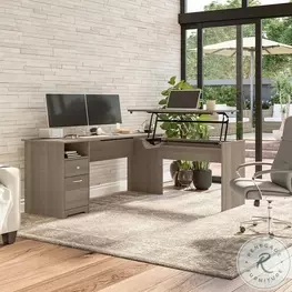 Cabot Ash Gray 72" 3 Position Sit to Stand L Shaped Home Office Set