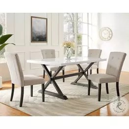 Landon White Marble And Dark Espresso Dining Room Set