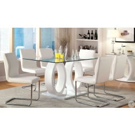 Wailoa White Glass Top Dining Room Set From Furniture Of America Coleman Furniture