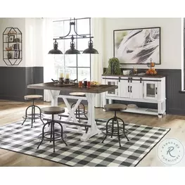 Valebeck White And Brown Counter Height Dining Room Set
