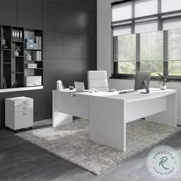Echo Pure White 72" Bow Front L Shaped Home Office Set