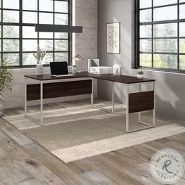 Hybrid Black Walnut 60" L Shaped Home Office Set