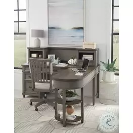 Caraway Aged Slate L Shaped Home Office Set with Hutch