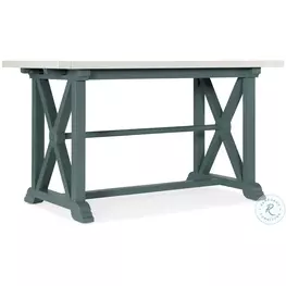 Piers Friendship Textured Sandblasted White And Blue Extendable Counter Height Dining Room Set