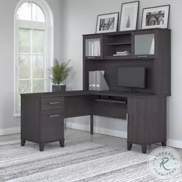 Somerset Storm Gray 60" L Shaped Home Office Set with Hutch