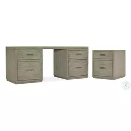 Linville Falls Soft Smoked Gray 72" Home Office Set with Two File Cabinet