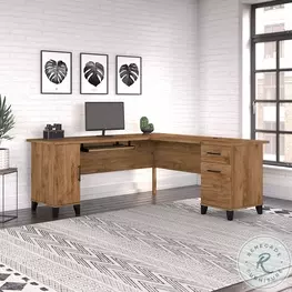 Somerset Fresh Walnut 72" L Shaped Home Office Set
