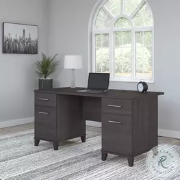 Somerset Storm Gray 60" Office Home Office Set with Drawers