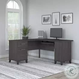 Somerset Storm Gray 60" L Shaped Home Office Set with Storage