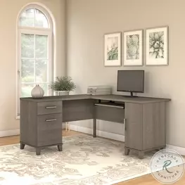Somerset Ash Gray 60" L Shaped Home Office Set with Storage