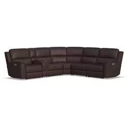 Henry Burnt Umber Leather Modular Zero Gravity Power Reclining Sectional