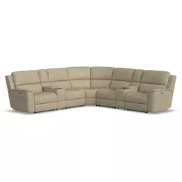 Henry Beige Leather Modular Zero Gravity Power Reclining Sectional