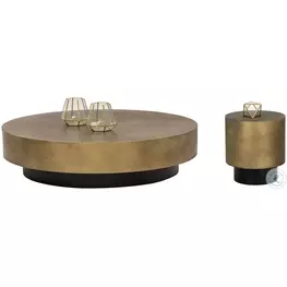 Torrance Antique Brass and Black Occasional Table Set