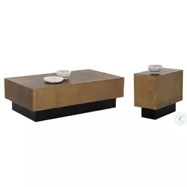 Raiden Antique Brass And Matte Black Occasional Table Set